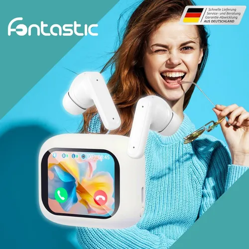 In-Ear Kopfhörer DISPA + Smart Case - True Wireless Headset mit ANC und ENC-Technologie. Das smarte Ladecase mit LCD-Touch-Display bietet einfache Bedienung und umfassende Kontrolle für Musik und Anrufe.