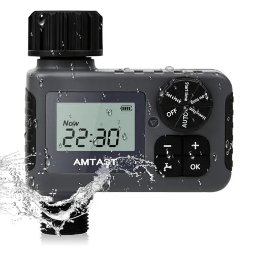 AMTAST Bewässerungs-Timer Sprinkler-Timer mit Regen Verzögerung/LCD-Display / IP55 wasserdicht/Manuelle Bewässerung für Rasen Pool Füllung, Single-Outlet Schlauch programmierbare Bewässerung
