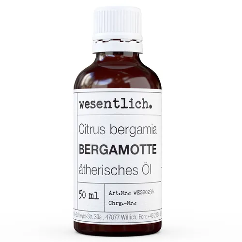 wesentlich. Duftlampe Bergamotte 50ml - Ätherisches Öl für Wohlbefinden - Duftlampen für angenehmen Raumduft - 100% naturreines ätherisches Öl von wesentlich. für Gesundheit und Wohlbefinden, in Deutschland abgefüllt und geprüft.