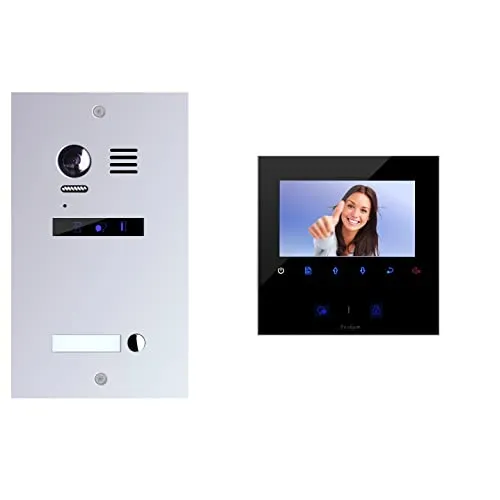 Video Türsprechanlage Videosprechanlage 1-Familienhaus 2Draht (Monitor in schwarz)