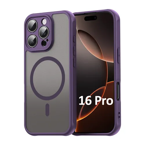 Magsafe Handyhülle für Apple iPhone 16 Pro Matt Case Schutzhülle Kratzfest Lila