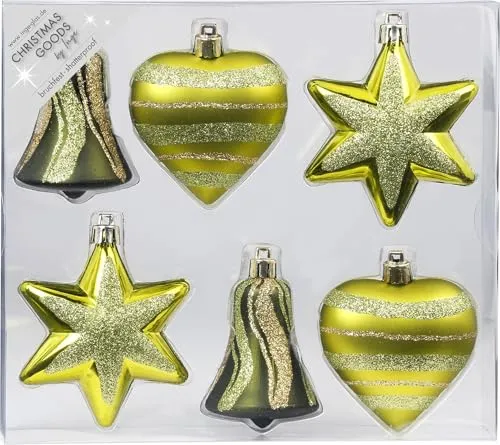Magic Christbaumschmuck Formen Mix 9cm Kunststoff 6er Set in grün von Magic