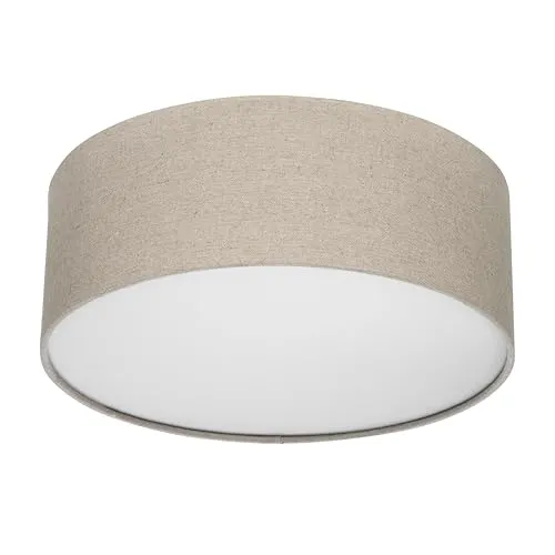 REV LED Deckenleuchte - Deckenlampe Schlafzimmer, Wohnzimmer & Küche rund 30cm mit Stoff-Lampenschirm im Vintage-Look, taupe