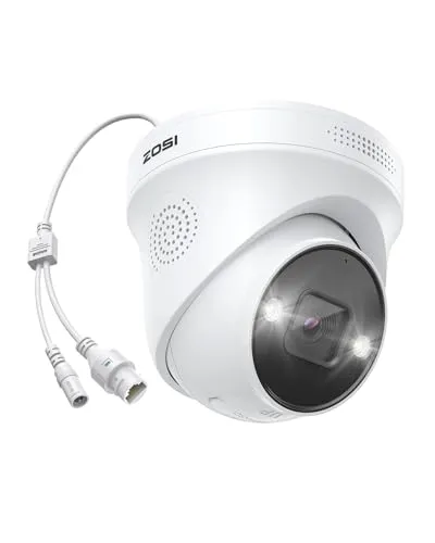 ZOSI 4K PoE Überwachungskamera Aussen mit Personen- und Autoerkennung, 8MP IP Dome Kamera mit 2 Wege Audio, Funktioniert PoE-NVRs, C225