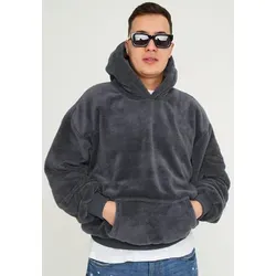 SOULSTAR Hoodie S2KELME Herren Oversize Kapuzenpullover Sweatshirt im Teddy-Stil grau XXL