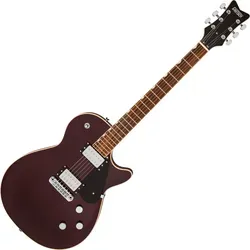 Gretsch E-Gitarre Electromatic Jet Dark Cherry Metallic - Single Cut - Elegante E-Gitarre mit Mahagoni-Korpus und Ahorn-Decke für hervorragenden Klang. Ausgestattet mit PureVolt Twin Six Humbuckern und Coil-Splitting für vielseitige Soundmöglichkeiten.