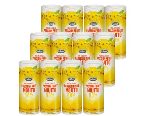 twisst Mixgetränk, Twisst Passion Fruit Mojito tropisch ohne Alkohol 240ml 12er Pack
