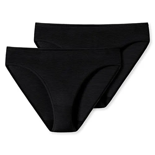 Schiesser Damen 2er Pack Taislip Unterwäsche - Modal Essentials, Schwarz, Größe 46 - Praktisches Doppelpack aus der Serie