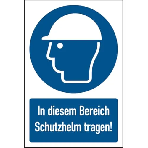 Dreifke® Kombi-Gebotsschild, In diesem Bereich Schutzhelm t - 200x300 mm Folie selbstklebend | 1 Stk