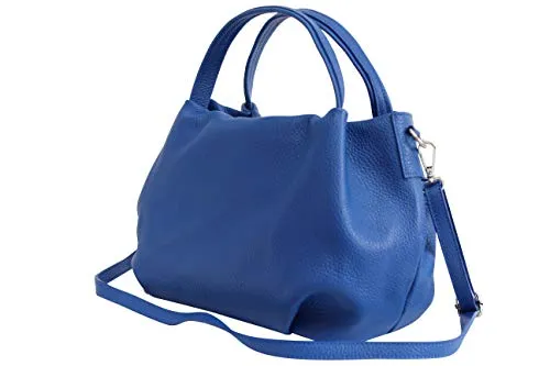AMBRA Moda Damen handtasche Henkeltasche Schultertasche aus Echtleder GL023 (Blau)