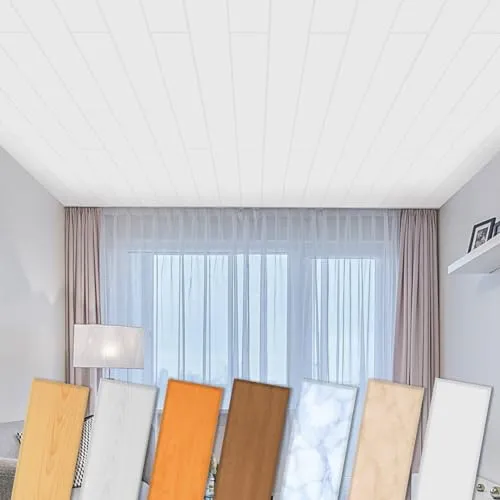 HEXIM Deckenpaneele aus XPS 100x16,7cm - Stylische und feuchtraumgeeignete Deckenverkleidung - Moderne Tapeten aus 20 qm Deckenpaneelen (120 Stück), mit täuschend echter Holz- und Marmoroptik. Flexibel, schalldämmend und einfach zu montieren für ein individuelles Wohnambiente.