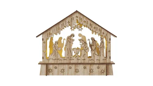 Dekoracje - 6 LED szopka 18,5x15 cm 2x AA, ciepła biel, IP20, timer DCWW34