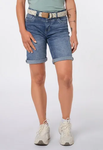 SUBLEVEL Jeansbermudas Damen Jeansbermuda mit schönem Gürtel Sommerhose, Denim Bermuda, Shorts mit Gürtel