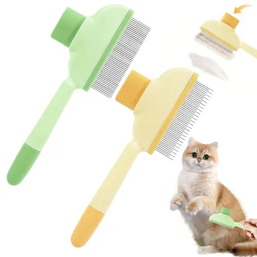 SZZETK 2 Stücke Cat Brush, Katzenbürste Hundebürste, Selbstreinigender Haustierkamm Für Entfernt Knoten & Lose Haare, Fellblitzbürste für Katzen,Ideal für Langhaarkatzen Entfernt Lose Haare