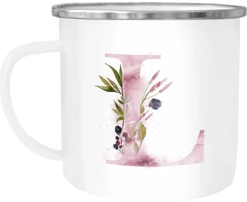 Autiga Tasse Emaille Tasse Becher Buchstaben-Tasse 