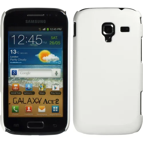 Hardcase für Samsung Galaxy Ace 2 Hülle weiß gummiert + 2 Schutzfolien