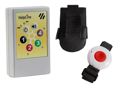 HelpLine 2.0: Tragbares Hausnotrufgerät mit Funk-Armband - Sicherheitstechnik-Zubehör mit spezieller Tragetasche für einfachen Transport. Ideal für Notfälle, bietet Freiheit und Sicherheit durch mobilen Funkempfänger und Armbandsender.