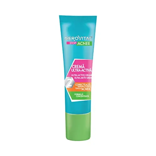 Gerovital Stop Acnee Ultra-Aktiv-Creme – Mit Salicylsäure – Reduziert entzündete Akne & Hautunreinheiten – Klärende Anti-Pickel-Creme für unreine Haut – 30 ml