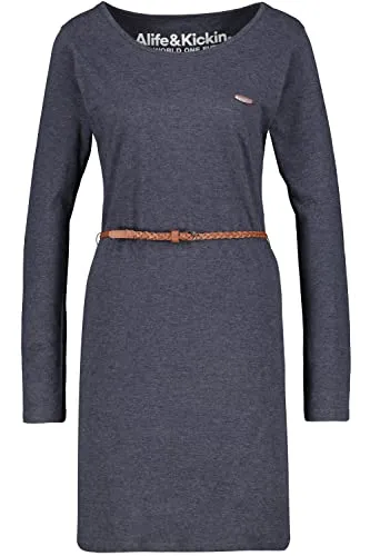alife & Kickin Damen EllinAK A Longsleeve Dress – Bequemes Freizeitkleid - Stylisches und bequemes Damenkleid aus weichem Jerseymaterial. Langarm, figurnahe Passform und geflochtener Taillengürtel. Ideal für den Sommer und vielseitig kombinierbar!