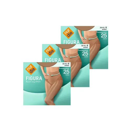 NUR DIE Damen Feinstrumpfhose Figura 25 DEN 3er Pack - Die Figura Feinstrumpfhose 25 DEN von NUR DIE bietet eine perfekte Passform und formt einen flachen Bauch. Sie überzeugt mit brillant glänzender Optik und sorgt für ein elegantes Bein.