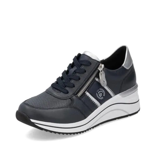 Remonte Keilsneaker mit Metallic-Kontrastbesätzen - Sneaker mit sportlichem Design und komfortablem Keilabsatz, ideal für Freizeit und Alltag. Die gepolsterte Innensohle sorgt für ein angenehmes Tragegefühl.