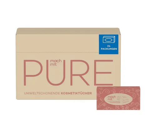 mach m!t Kosmetiktücher PURE - Extra Weiche 2-lagige Papiertücher - Kosmetiktücher in der Box (24-St), extra weich und ideal für die sanfte Reinigung oder als Taschentücher für unterwegs.