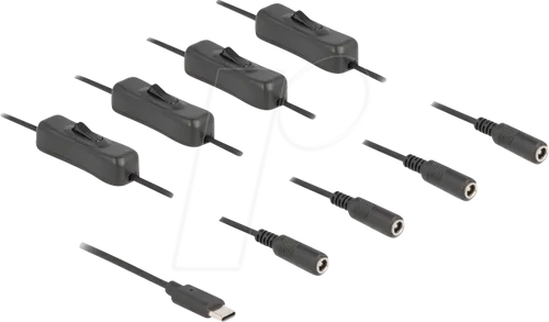DELOCK 86802 - Stromkabel USB-C > 4x DC 5,5 x 2,1 mm, 1 m