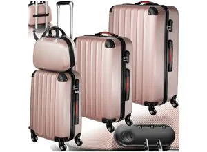 tectake Trolley Hartschalenkoffer-Set 4-teilig, roségold in rosegold von tectake