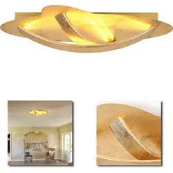 Home4Living LED Deckenleuchte Gracia - Elegante LED Deckenlampe mit Blattgold-Akzenten, erzeugt faszinierende Lichteffekte und eignet sich perfekt für Wohnzimmer. Inkl. Leuchtmittel, warmweißes Licht bei 3000K.