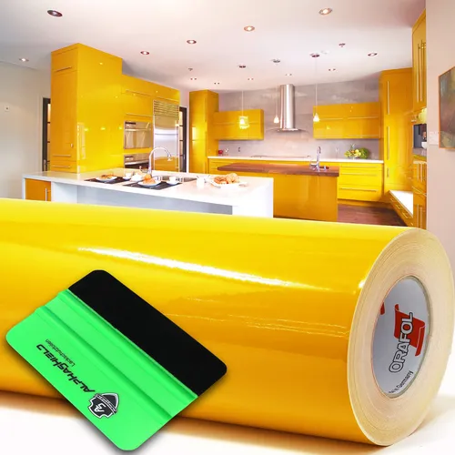 10m Oracal 621 Glanz 020 Goldgelb Plotterfolie + Rakel Klebefolie Möbelfolie
