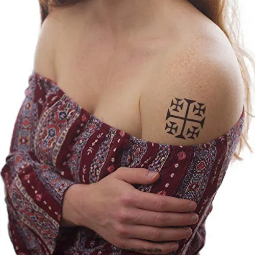 Jerusalemkreuz Tattoo in schwarz - Temporary Haut Tattoo (10) 10 x