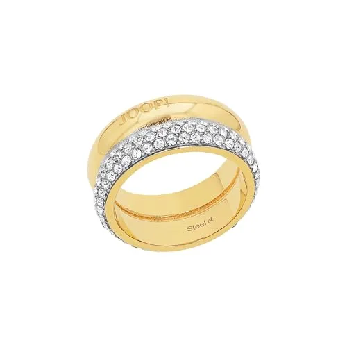 JOOP! Fingerring für Damen - Edelstahl mit Zirkonia - Eleganter Fingerring aus Edelstahl mit funkelnden Zirkonia, ideal für besondere Anlässe oder den Alltag. Größe: 60, glänzende Oberfläche und Gravurmöglichkeit.