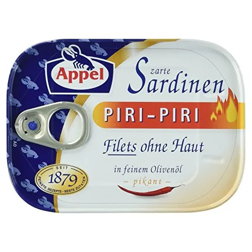 Appel Sardinenfilets Piri-Piri, 1er Pack Konserven, Fisch in Olivenöl pinkant