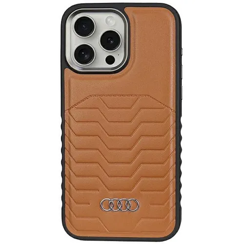 Audi Apple iPhone 15 Pro Max Kunstleder MagSafe Hardcase Hülle Braun