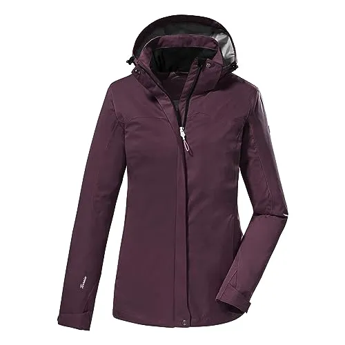 killtec Damen Funktionsjacke/Outdoorjacke mit abzippbarer Kapuze KOS 133 WMN JCKT, aubergine, 46, 38383-000