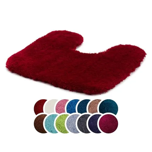 liebling Superior Badteppich mit Ausschnitt und Anti-Rutsch-Beschichtung, 100% Polyester (Mikrofaser), 50 x 45 cm, 30 Grad waschbar, Fußbodenheizung geeignet, Farbe: Bordeaux