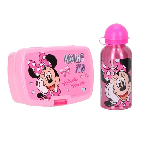 Disney Minnie Mouse Lunchpaket mit Lunchbox und 400 ml Trinkflasche für Kinder