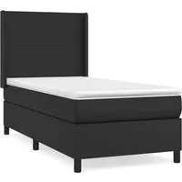 vidaXL Boxspringbett Schwarz 80x200 cm mit Matratze - Bequemes Boxspringbett mit höhenverstellbarem Kopfteil für optimalen Schlafkomfort. Der langlebige Kunstlederbezug ist schmutzabweisend und leicht zu reinigen. Ideal für erholsame Nächte!