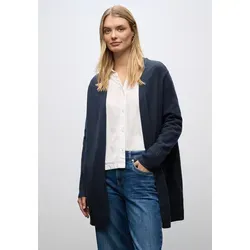 Strickjacke STREET ONE, Damen, Gr. 38, tiefblau, Stoff, 30% Polyester, 27% Polyacryl, 23% Polyamid, 20% Viskose, unifarben, normal lang, ohne Ausschnitt, Rippbündchen, Strickjacken Strickjacke, aus softem Materialmix