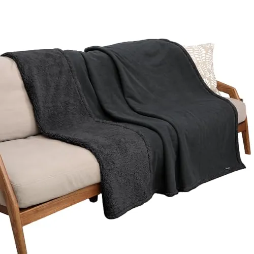 Pawsee Wasserdicht Hundedecke Katzendecken Waschbar, wasserdichte Decke für Große Hunde Sofaschutz Couch Überwurf, Flauschig Wasserdicht Liebesdecke für Schutzdecke Tagesdecke, L 203 x 152cm Schwarz