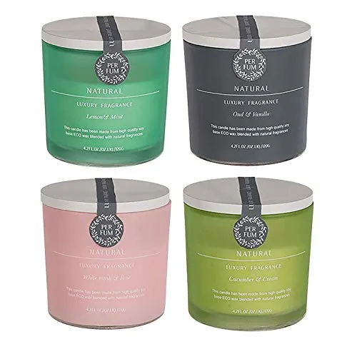 Duftkerze im Glas 8cm mit Deckel 4fach sortiert