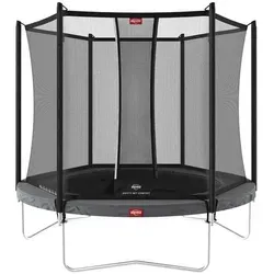 BERG Favorit Trampolin Regular 270 cm grau mit Safety Net Comfort - Premium Trampolin für Kinder, robust und sicher mit Goldspring-Solo-Federn für flexibles Springen und einfache Umplatzierung.