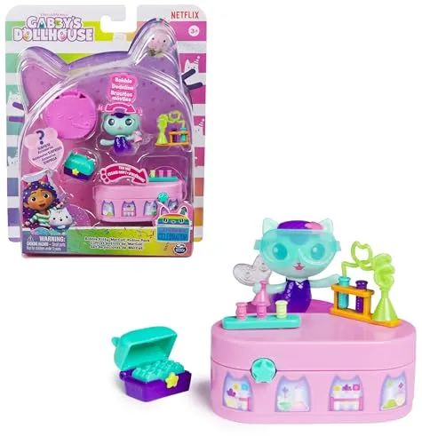 DREAMWORKS GABBY'S DOLLHOUSE - Bobble Kitty Möbel Pack von Meerkätzchen, Katzen-Figur mit Puppenhausmöbeln und Zubehörteilen, ab 3 Jahren
