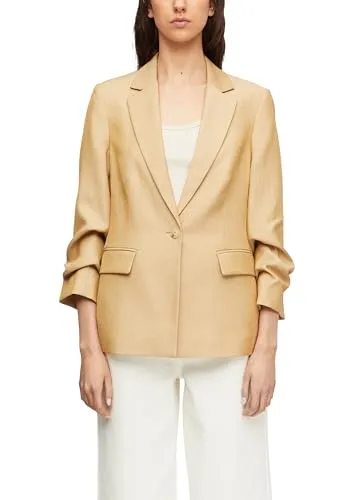 Comma Blazer aus Leinenmix mit gerafftem Ärmel - Eleganter Blazer im Regular Fit aus hochwertigem Leinenmix, leicht gefüttert und in fließender Qualität. Der 3/4-Ärmel und die Raffung mit Reverskragen verleihen Ihnen einen stilvollen Look.