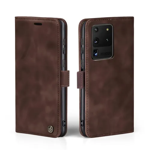 Handy Hülle für Samsung Galaxy S20 Ultra 5G Magnet Smartphone Cover Case Braun