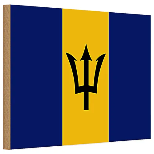 Holzschild Flagge Barbados 30x20cm Flag of Barbados von Roomando