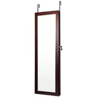 Costway Schmuckschrank mit Ganzkörperspiegel 120 cm Braun