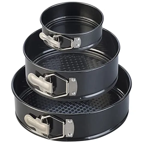 Rosenstein & Söhne Backform: 3er-Set antihaft-beschichtete Springformen, Ø 12/17/21 cm (Kuchenformen, Kuchen-Backform, Geburtstag)