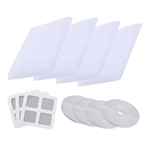 Stück Moskitonetz für Fenster,Fliegengitter für Fenster Insektenschutz Fensternetz, 1.5m*2m, mit 4 Rollen Selbstklebeband, (Weiß) 4