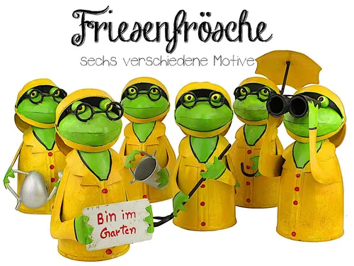 Paulslandhaus Gartenfigur Zaunhocker Friesenfrosch Metall Zaunfigur Pfostenhocker